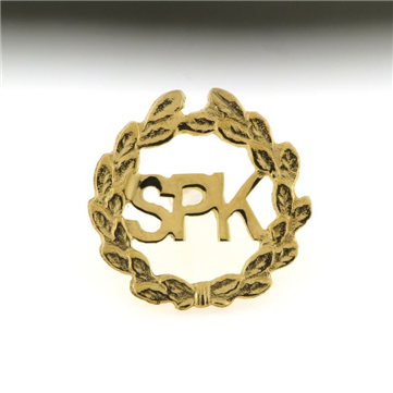 Emblem SPK med egeløv, stiknål, spaniel-klubben