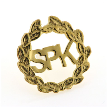 Emblem SPK med egeløv, stiknål, spaniel-klubben