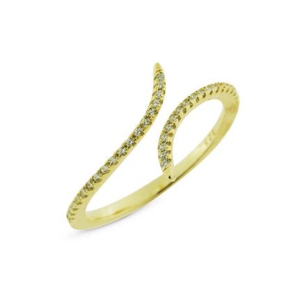 Billede af By Pind åben ring sølv forgyldt med zirkoniasten (str. 55-57)