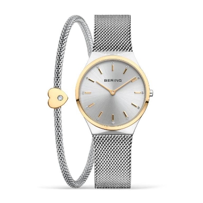 Billede af Bering Classic gavesæt dameur stål 3 ATM 31mm + armbånd m. charm (185mm)