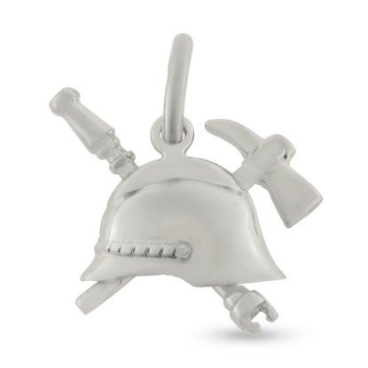 Billede af Vedhæng brandhjelm, økse og slange 925s. sølv