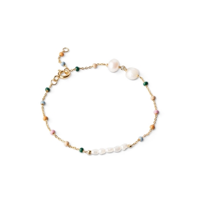 Billede af ENAMEL Copenhagen Lola Perla armbånd forgyldt m. emalje + ferskvandsperler (15 + 4cm)