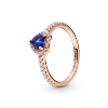 Billede af *Pandora Heart ring med klar og blå zirkonia rosaforgyldt - str 54
