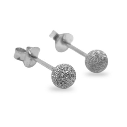 Billede af By Pind ørestik sølv rhodineret frostet overflade 4 mm kugle.