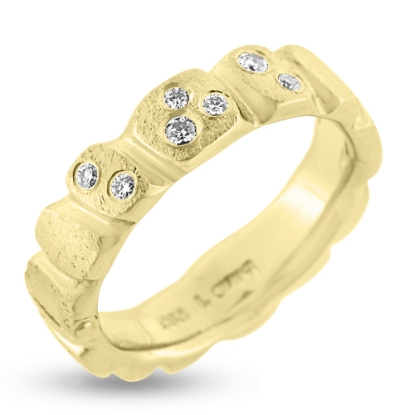 Billede af Ring med felter, 7  brill. 3*0,01 + 3*0,02 + 1*0,03 w/vs. 14 kt. (gigtring)