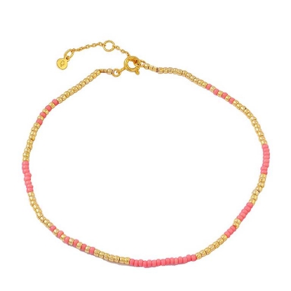 Billede af Hultquist Elina Ankelkæde forgyldt sølv m. miyuki perler (23+3cm)