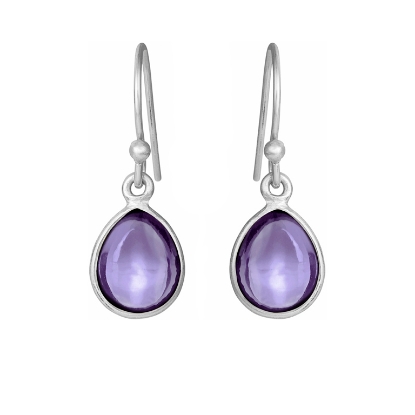 Billede af Susanne Friis Bjørner Ørering sølv dråbe med calcedon ametyst