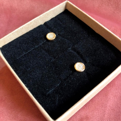 Billede af By Pind ørestikker sølv forgyldt rund med zirkoniasten