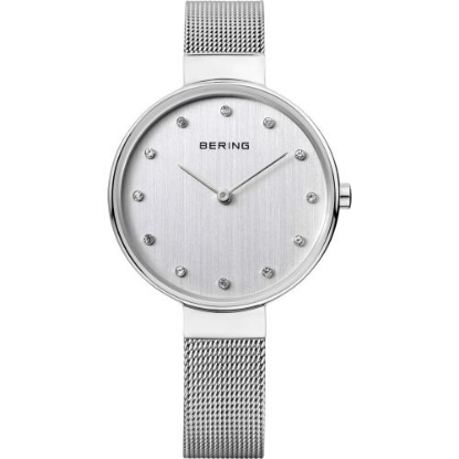 Billede af Bering Dameur classic, mesh lænke, stål, Safirglas, Swarovski