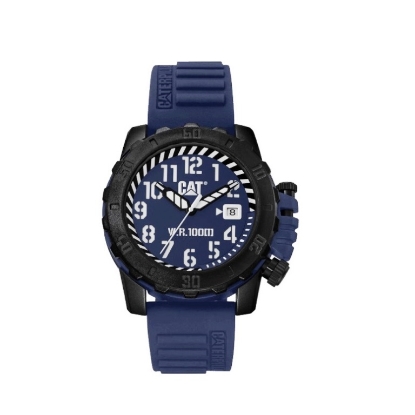 Billede af *CAT Barricade herreur stål/plastik blå gummirem 10bar 44mm