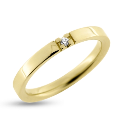Billede af Alliancering i 14 kt. m. diamant 0,03 w/vs.