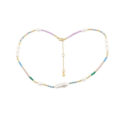 Billede af Hultquist Magda halskæde forgyldt sølv med miyuki og ferskvandsperler