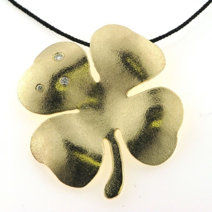 Billede af Vedhæng firkløver 3 brillanter og skjult øsken 14 kt. 