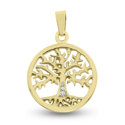 Billede af Vedhæng Livets træ 3 brillanter 14 kt.