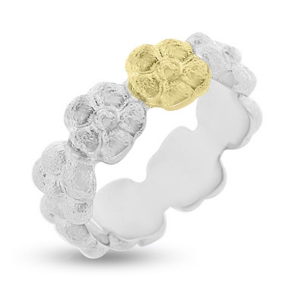 Billede af Ring hyldeblomster 925s. + 1 blomst i 14 kt.