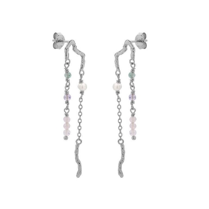 Billede af WiOGA Anabel øreringe sølv m. sten og perler