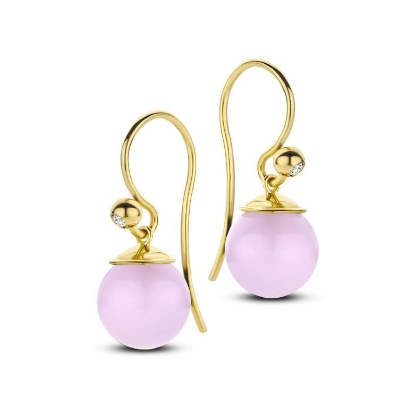 Billede af Spirit Icons Figaro øreringe forgyldt sølv m. pink sten (9mm) + cz