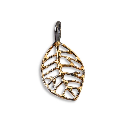 Billede af By Birdie Beech Autumn Large vedhæng sort rhodineret sølv med 18kt. 