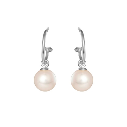 Billede af Susanne Friis Bjørner creoler sølv 12mm m. 8-8,5 mm. ferskvandsperler