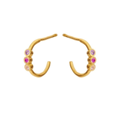 Billede af Susanne Friis Bjørner Creol sølv forgyldt med zirkoniasten i lilla, pink og lyserød