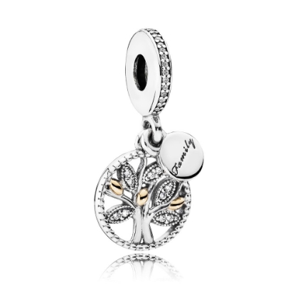 Billede af Pandora charm sølv 14kt Family tree cz