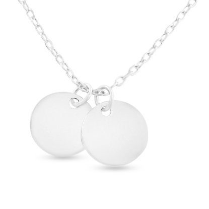 Billede af By Pind halskæde sølv rhodineret med 2 runde plader (42 cm)