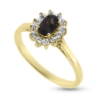 Billede af Rosetring med fac. syn. kunsit 6*4 mm. & 12 * syn. zirk. a 1,75 mm. 8 kt.