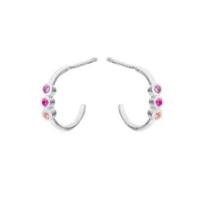 Billede af Susanne Friis Bjørner Creol sølv med zirkoniasten i lilla, pink og lyserød