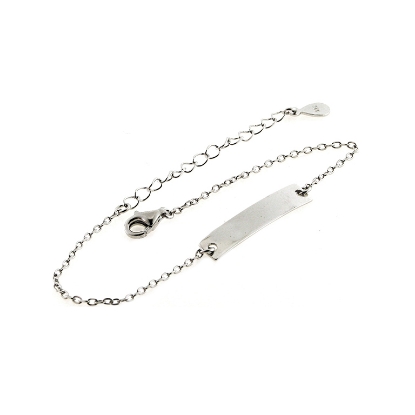 Billede af By Pind armbånd sølv rhodineret med plade vedhæng (15-19 cm)