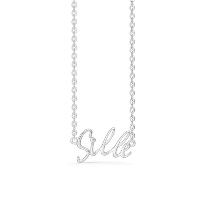 Billede af Studio Z "Name Tag - SILLE" halskæde sølv (40-45 cm)