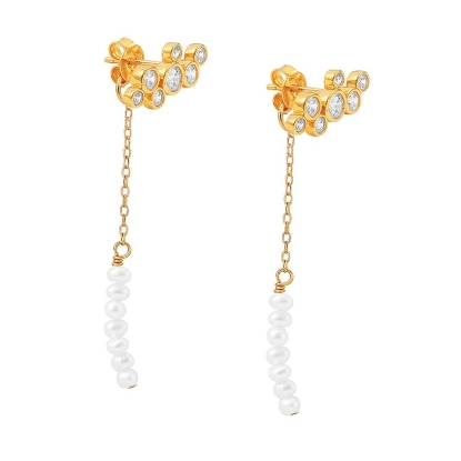 Billede af Hultquist Agnes Multi øreringe forgyldt sølv m. ferskvandsperler og cz