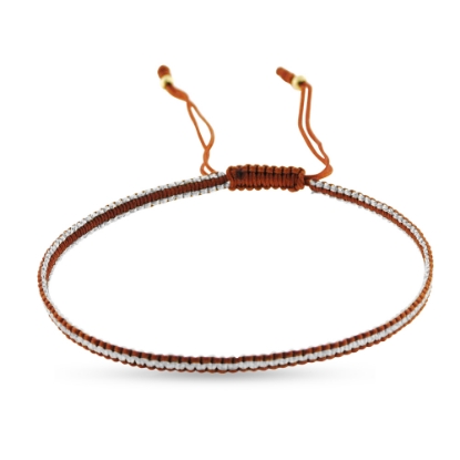 Billede af By Pind Colorful knyttet armbånd rust og guldfarvet med sølv forgyldte kugler