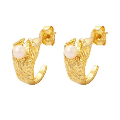 Billede af Hultquist Kamma Pearl øreringe forgyldt sølv m. ferskvandsperler