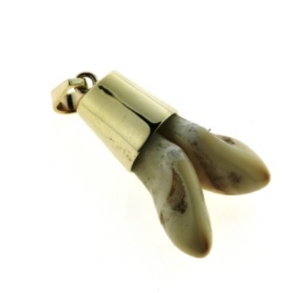 Billede af Tand vedhæng, 2 grandeler m. patz øsken 8 kt.