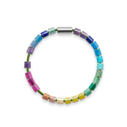 Billede af Mads Z Black Sun armbånd "Rainbow Worrior" grøn nylon m. sølv lås