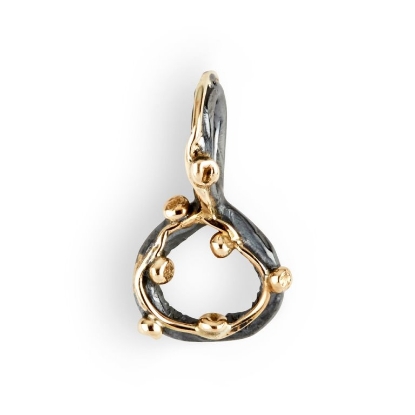 Billede af By Birdie Zeus Small vedhæng sort rhodineret sølv m. 14 kt.