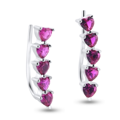 Billede af By Pind earcuff sølv rhodineret med lyserød zirkoniasten