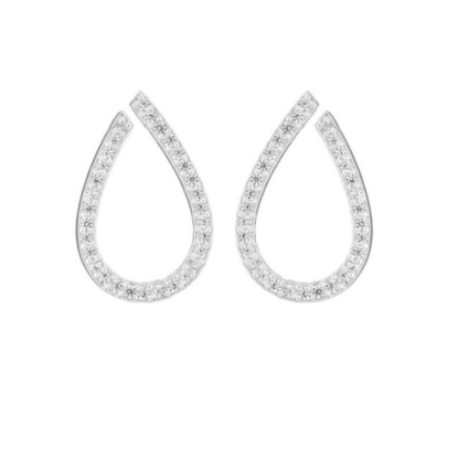 Billede af Susanne Friis Bjørner Øreringe åben dråbe sølv m. zirconia