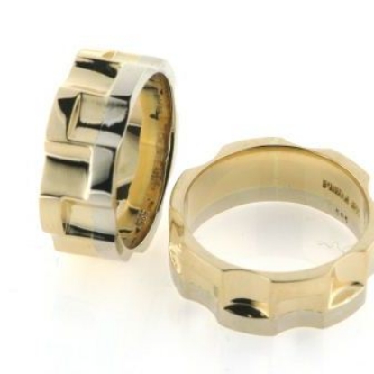 Billede af Ringe 2 farver, br. 8 mm.  14 kt.
