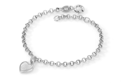 Billede af Pia & Per armbånd sølv m. hjerte vedhæng hvid emalje 15 cm.