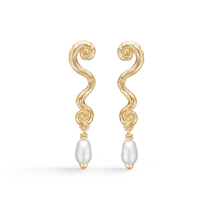 Billede af Studio Z "Wave" øreringe forgyldt sølv m. fvp