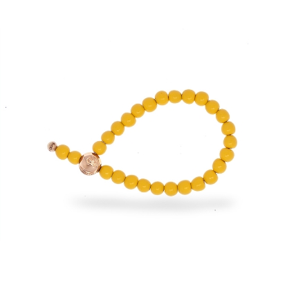 Billede af &Imagine armbånd Mellow Yellow m. 6mm emaljebeads rosaforgyldt lås