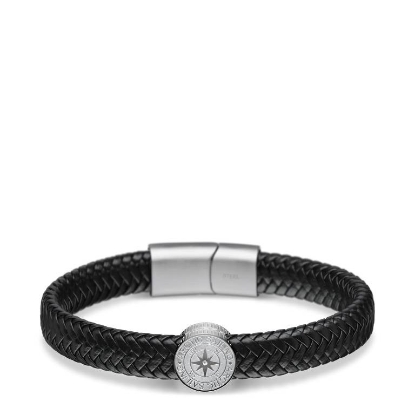 Billede af Bering Arctic Symphony læderarmbånd poleret stål (180-200mm)