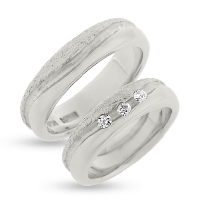 Billede af Vielses & Forlovelses ringe, i d- ring 3 brill. a 0,05 w/vs.,  5,9*2,3 mm. 925 s.