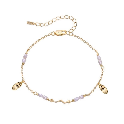 Billede af WiOGA Sabbie armbånd forgyldt sølv m. ferskvandsperler (15,5-19 cm)