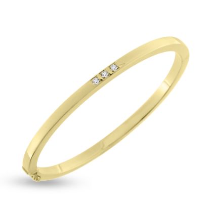 Billede af Armring, 3 brillanter ialt 0,12 ct. w/vs. massiv med chener & lås 14 kt. guld