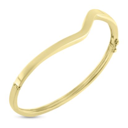 Billede af Armring med chener & lås, bølget overdel, 14 kt.