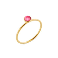 Billede af Susanne Friis Bjørner Ring sølv forgyldt pink krystal str. 59