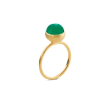 Billede af Susanne Friis Bjørner Ring sølv forgyldt grøn agat 8mm str. 51
