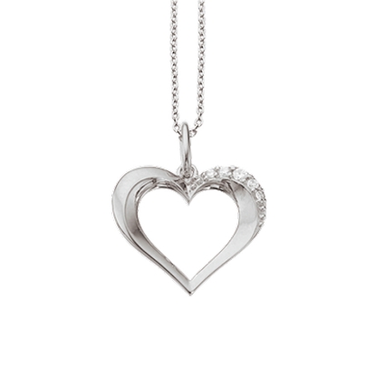 Billede af Scrouples Hjerte halskæde i 14 kt. m. brillanter 0,025 W/SI m. sølvkæde